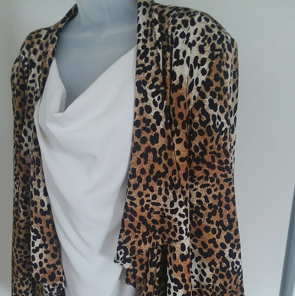 Dressbarn Draped Front Leopard Print Blazer 22/24W